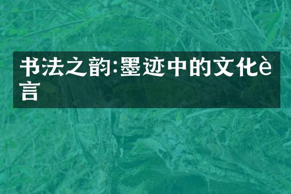 书法之韵:墨迹中的文化语言