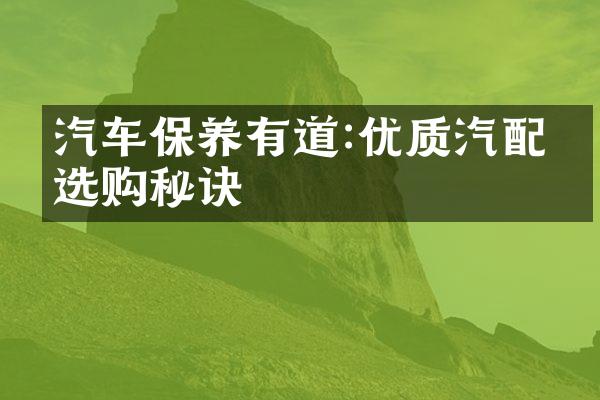 汽车保养有道:优质汽配件选购秘诀