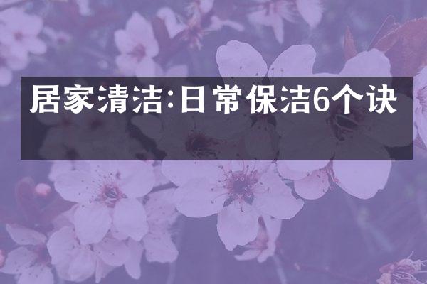 居家清洁:日常保洁6个诀窍