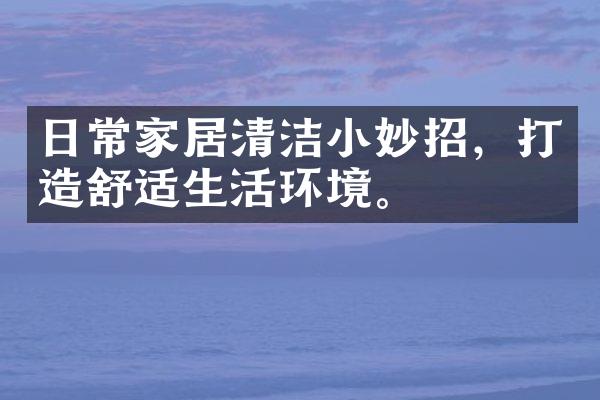 日常家居清洁小妙招，打造舒适生活环境。