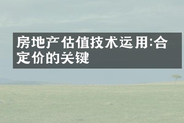 房地产估值技术运用:合理定价的关键