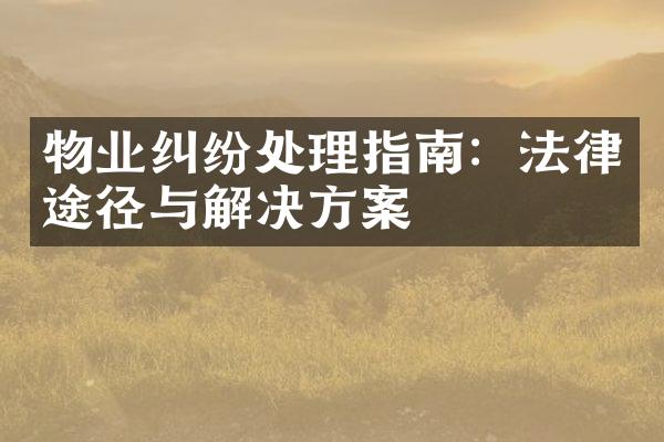 物业纠纷处理指南：法律途径与解决方案