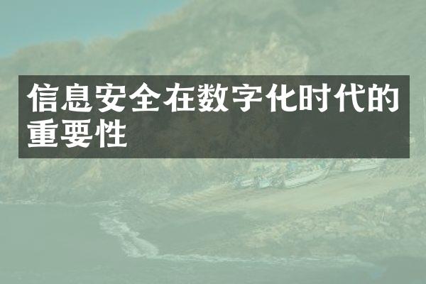 信息安全在数字化时代的重要性