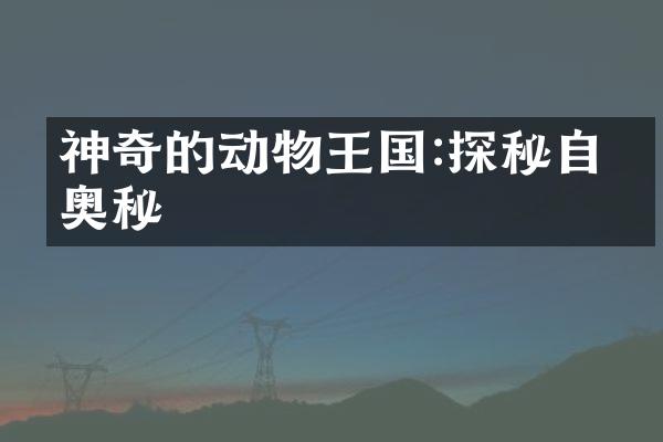 神奇的动物王国:探秘自然奥秘