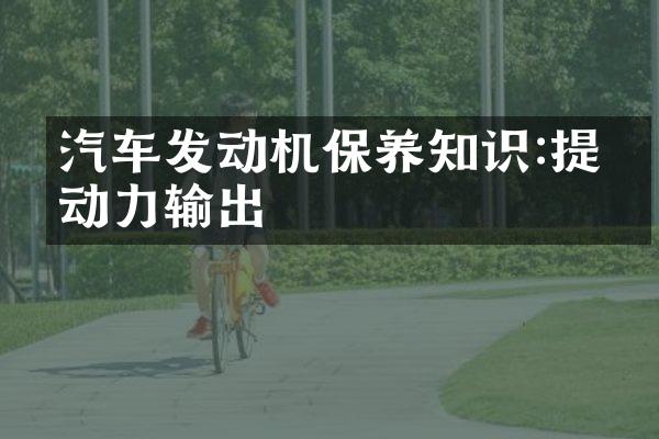 汽车发动机保养知识:提升动力输出