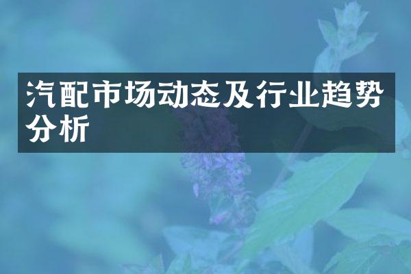 汽配市场动态及行业趋势分析