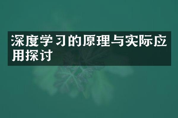 深度学习的原理与实际应用探讨