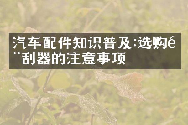 汽车配件知识普及:选购雨刮器的注意事项