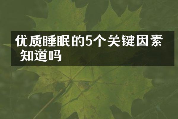 优质睡眠的5个关键因素你知道吗