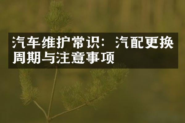 汽车维护常识：汽配更换周期与注意事项