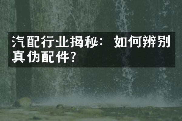 汽配行业揭秘：如何辨别真伪配件？