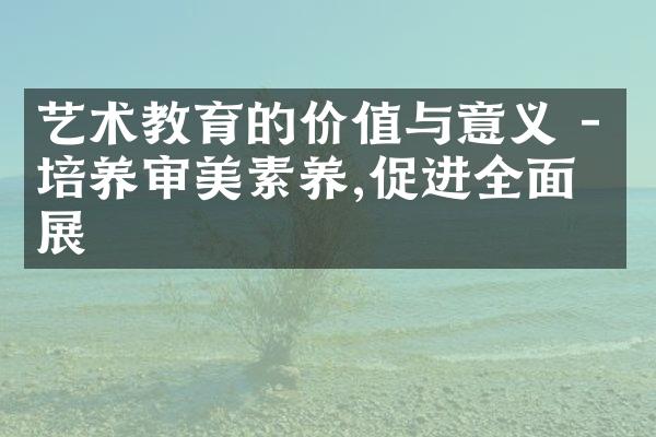 艺术教育的价值与意义 - 培养审美素养,促进全面发展