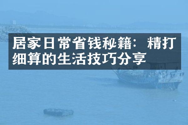 居家日常省钱秘籍：精打细算的生活技巧分享
