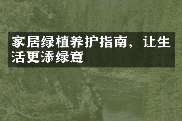 家居绿植养护指南，让生活更添绿意
