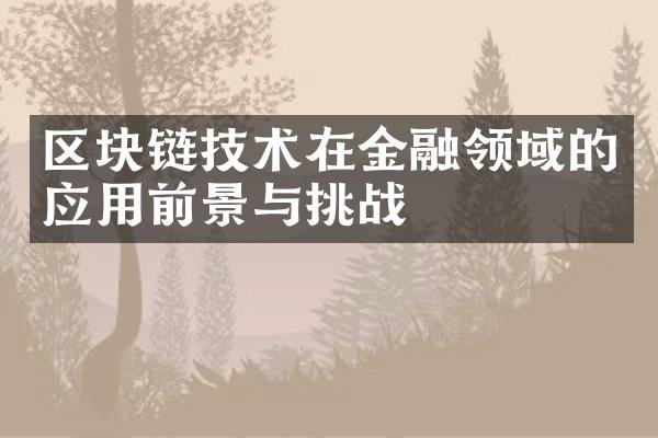 区块链技术在金融领域的应用前景与挑战