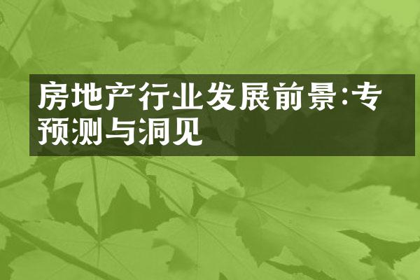 房地产行业发展前景:专家预测与洞见