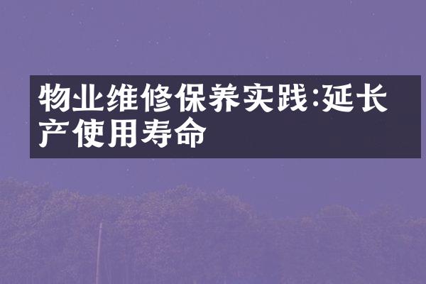 物业维修保养实践:延长房产使用寿命