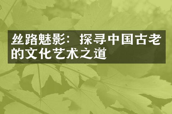丝路魅影：探寻中国古老的文化艺术之道
