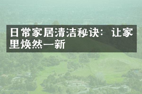 日常家居清洁秘诀：让家里焕然一新
