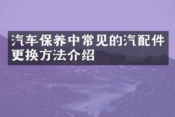 汽车保养中常见的汽配件更换方法介绍