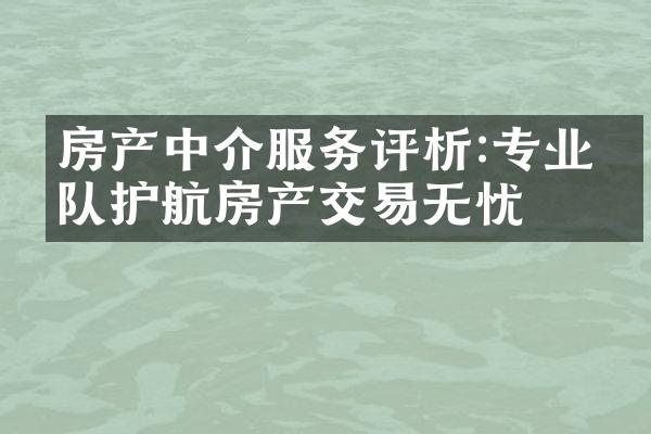 房产中介服务评析:专业团队护航房产交易无忧