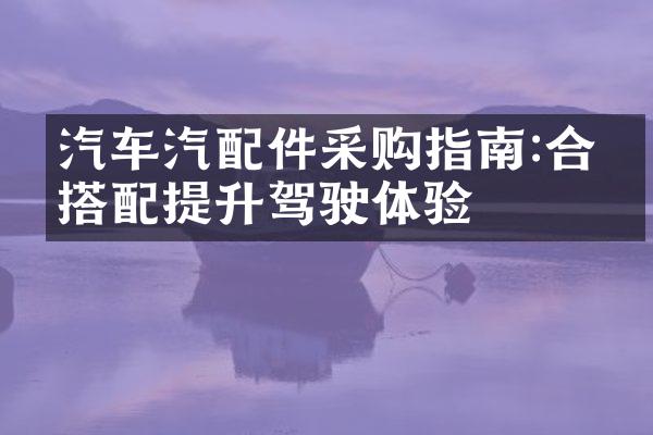 汽车汽配件采购指南:合理搭配提升驾驶体验