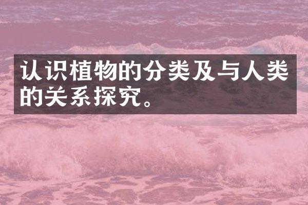 认识植物的分类及与人类的关系探究。