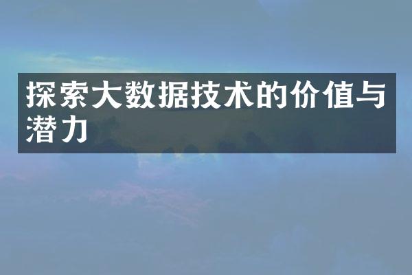 探索大数据技术的价值与潜力