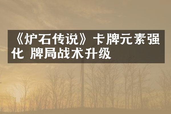 《炉石传说》卡牌元素强化 牌局战术升级