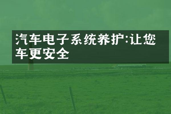 汽车电子系统养护:让您的车更安全