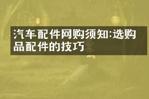 汽车配件网购须知:选购正品配件的技巧