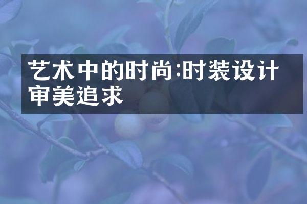 艺术中的时尚:时装设计的审美追求