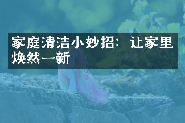 家庭清洁小妙招：让家里焕然一新