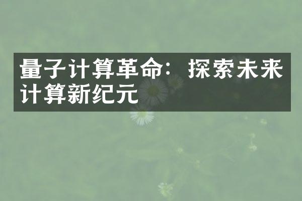 量子计算革命：探索未来计算新纪元