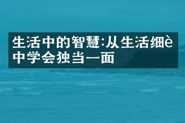 生活中的智慧:从生活细节中学会独当一面