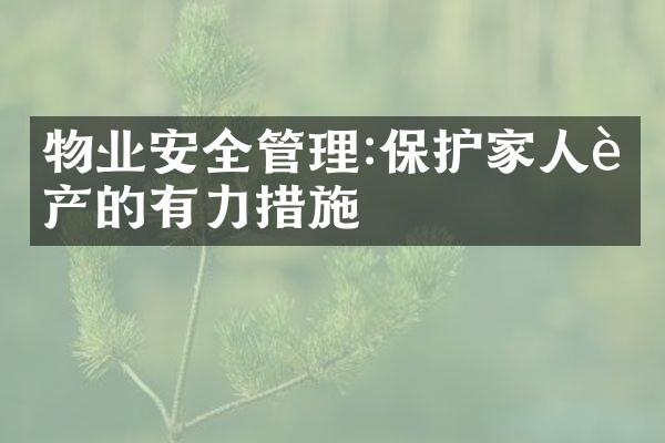 物业安全管理:保护家人财产的有力措施