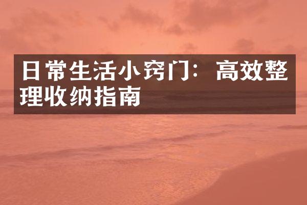 日常生活小窍门：高效整理收纳指南