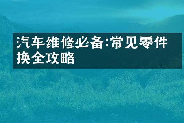 汽车维修必备:常见零件更换全攻略