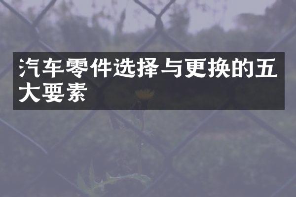 汽车零件选择与更换的五大要素