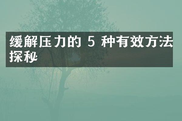 缓解压力的 5 种有效方法探秘