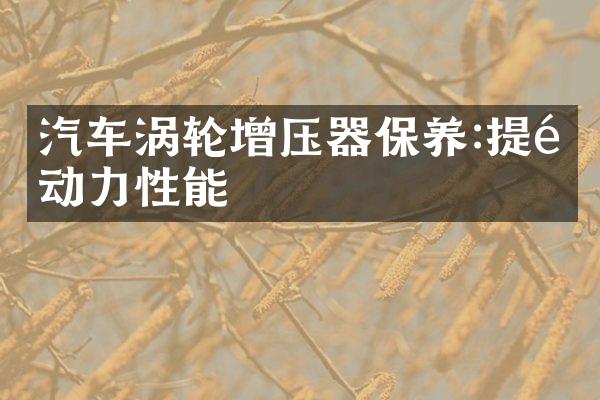 汽车涡轮增压器保养:提高动力性能