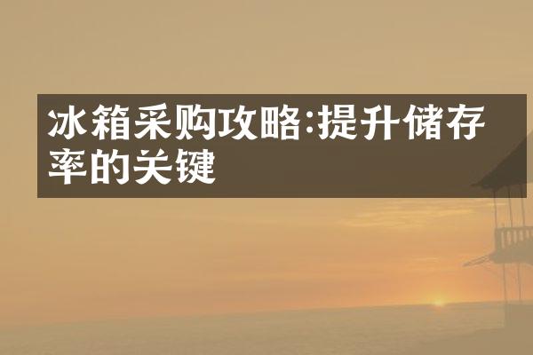 冰箱采购攻略:提升储存效率的关键