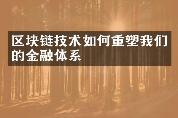 区块链技术如何重塑我们的金融体系