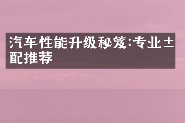 汽车性能升级秘笈:专业汽配推荐