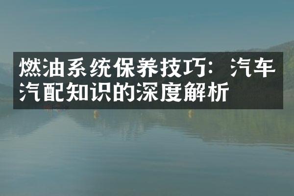 燃油系统保养技巧：汽车汽配知识的深度解析