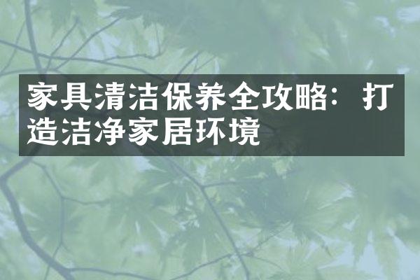 家具清洁保养全攻略：打造洁净家居环境