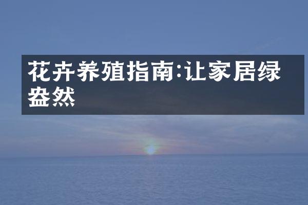 花卉养殖指南:让家居绿意盎然
