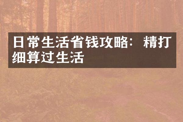日常生活省钱攻略：精打细算过生活