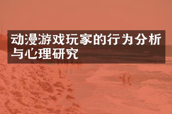 动漫游戏玩家的行为分析与心理研究
