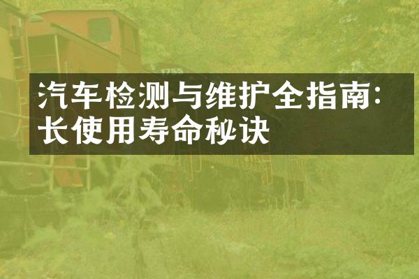 汽车检测与维护全指南:延长使用寿命秘诀